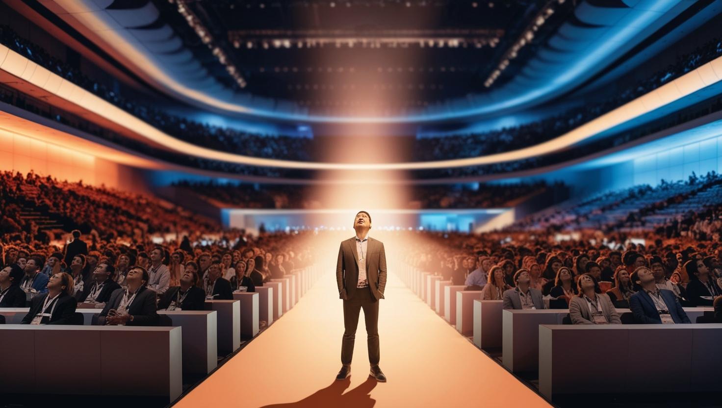 Guy surrounded with people looking at the light